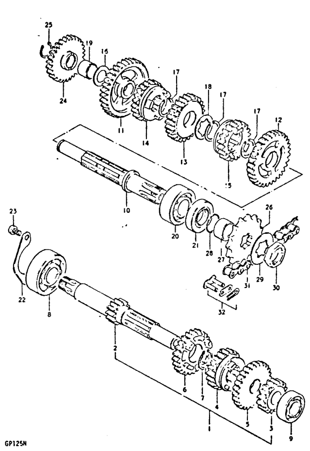 TRANSMISSION POUR SUZUKI GPGP125C 1978