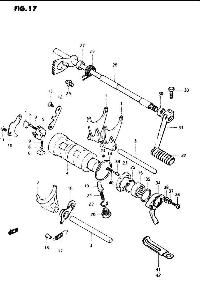 ENSEMBLE DE SELECTION DE VITESSES POUR SUZUKI GS GGS1100GE 1984