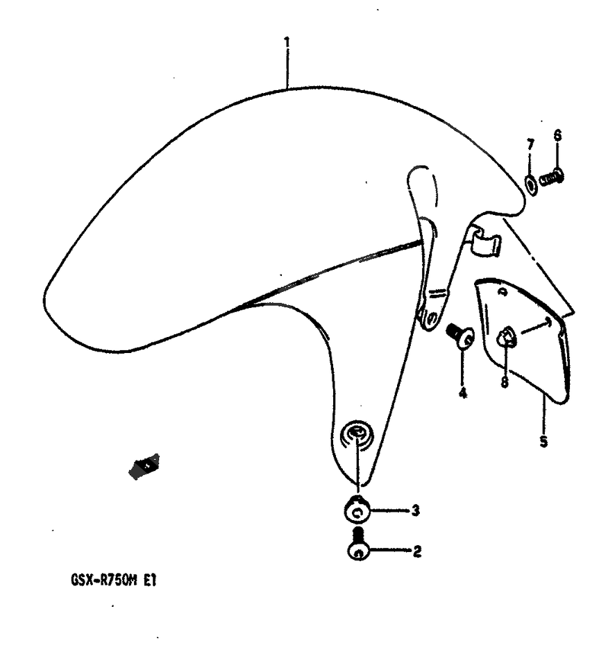 GARDE BOUE AVANT POUR GSX R 750GSX R750M 1991