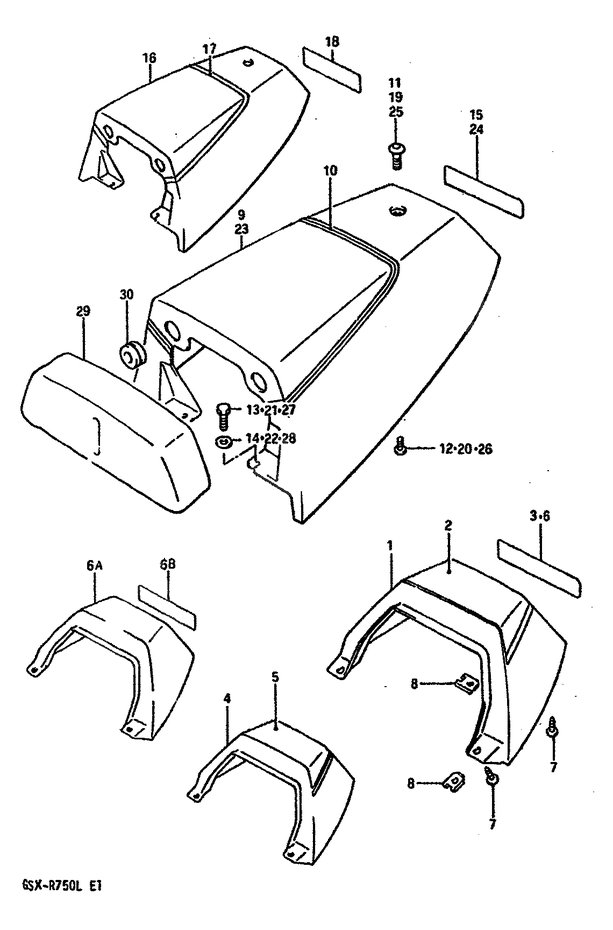CARENAGE ARRIERE CAPOT DE SELLE POUR GSX-R 750(GSX-R750J) 1988