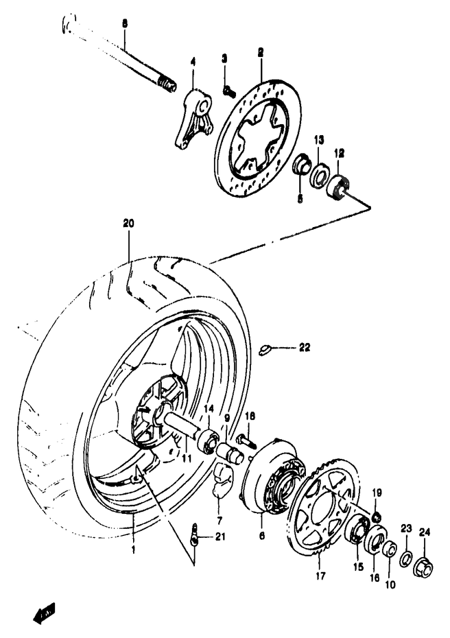 ROUE ARRIERE POUR BANDIT 1200 S ABSGSF1200SAT 1996