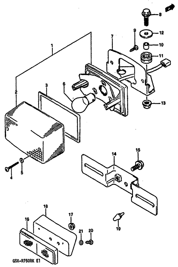 FEU ARRIERE POUR GSX-R 750 RR(GSX-R750RK) 1989