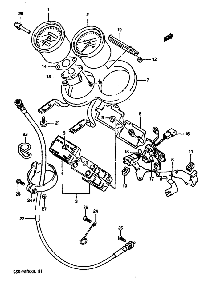 COMPTEUR POUR GSX R 1100GSX R1100L 1990
