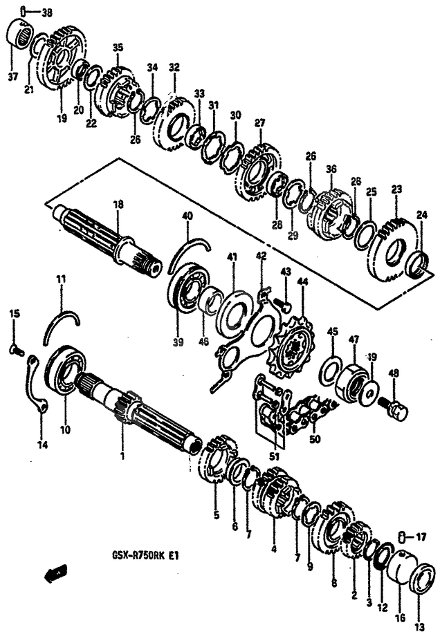 TRANSMISSION POUR GSX R 750 RRGSX R750RK 1989