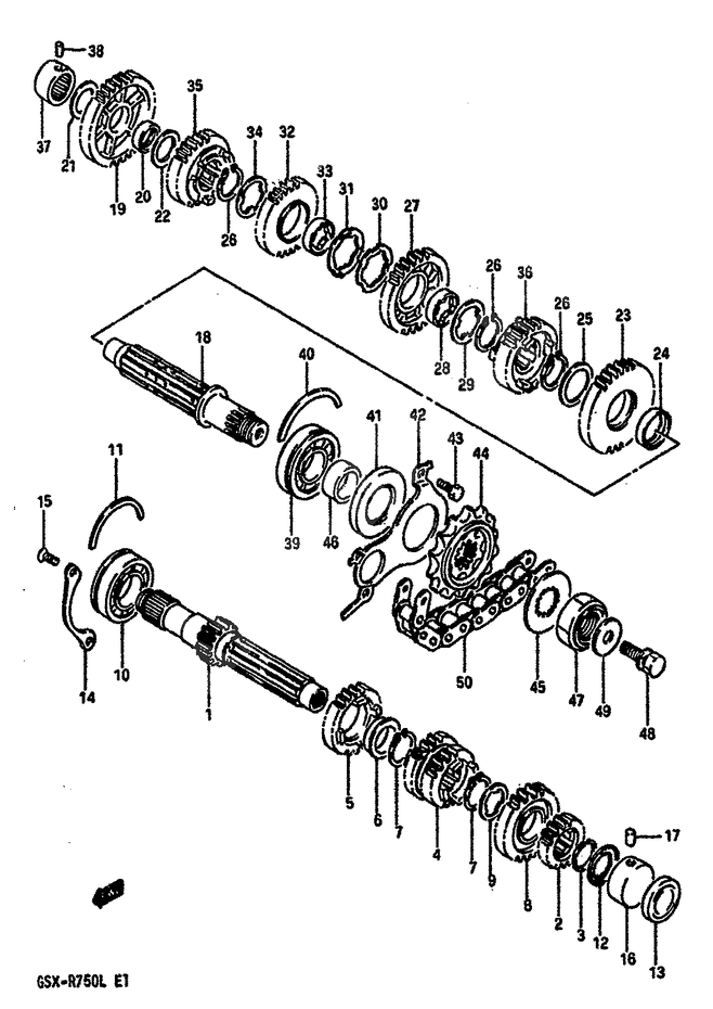 TRANSMISSION POUR GSX R 750GSX R750J 1988