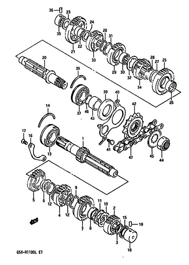 TRANSMISSION POUR GSX R 1100GSX R1100K 1989