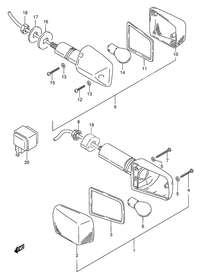 CLIGNOTANTS POUR BANDIT 600GSF600T 1996