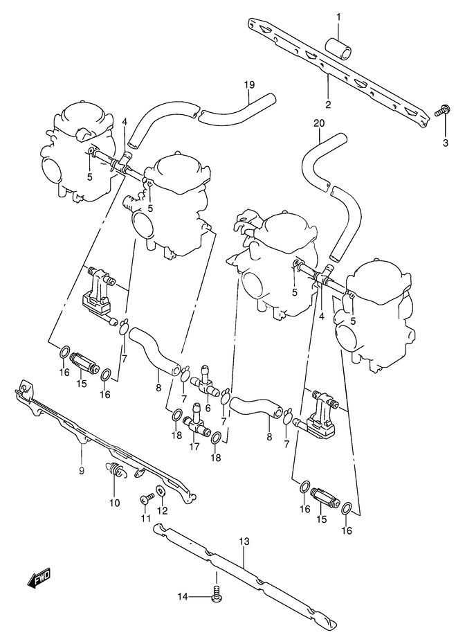 PIECES EXTERNES CARBURATEUR POUR BANDIT 600 NSGSF600S 1995