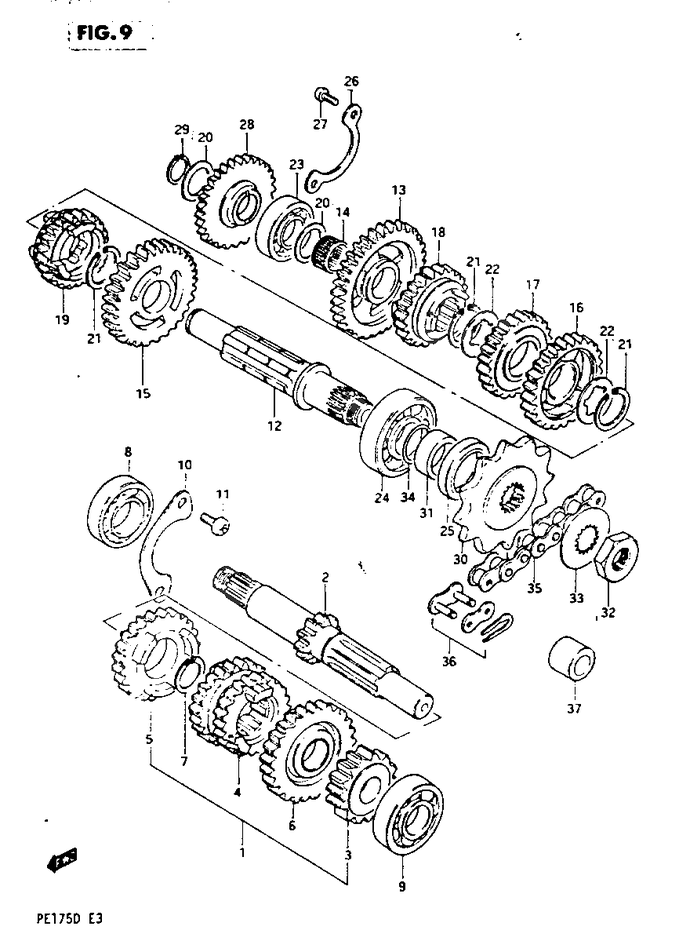 TRANSMISSION POUR SUZUKI PEPE175D 1983