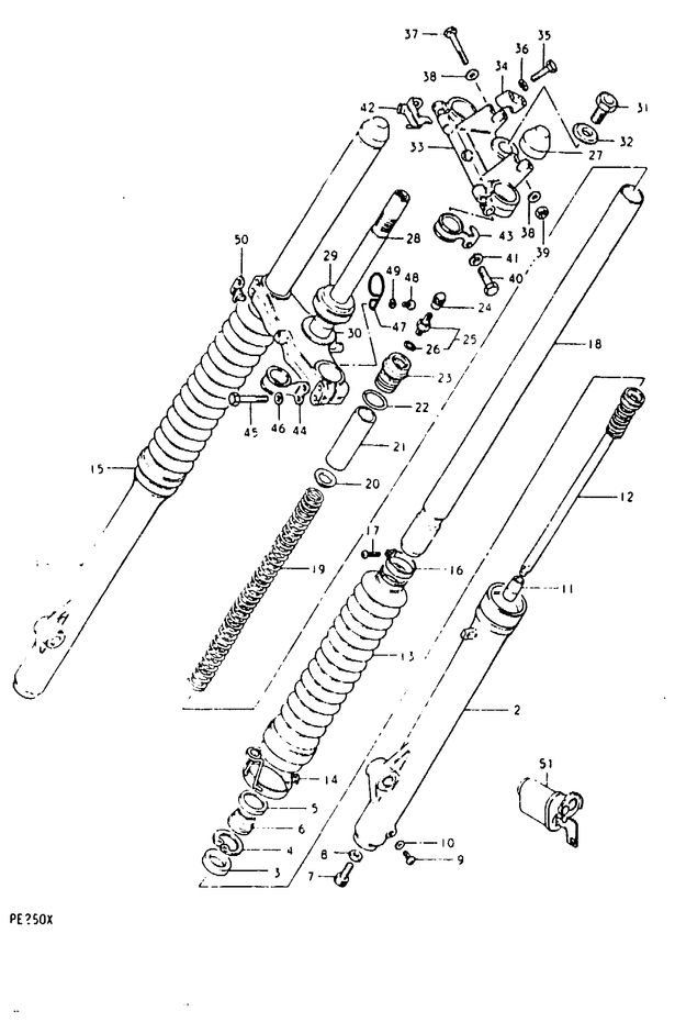 FOURCHE AVANT POUR SUZUKI PEPE250T 1980