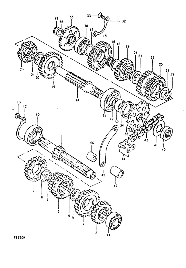 TRANSMISSION POUR SUZUKI PEPE250T 1980