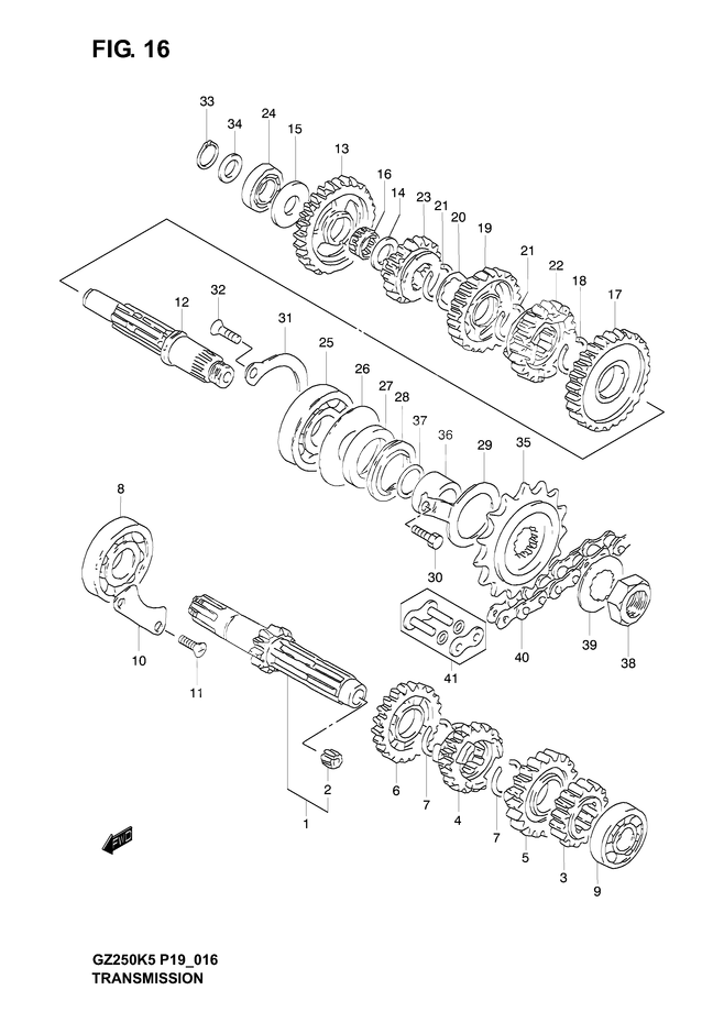 TRANSMISSION POUR SUZUKI MARAUDERGZ250K4 2004