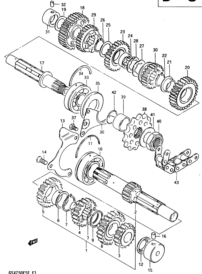 TRANSMISSION POUR SUZUKI GSX EGSX750EE 1984