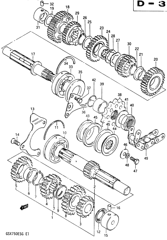 TRANSMISSION POUR SUZUKI GSX EGSX750EF 1985