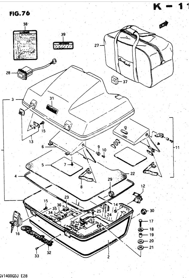 COFFRE POUR SUZUKI CAVALCADEGV1400GCJ 1988