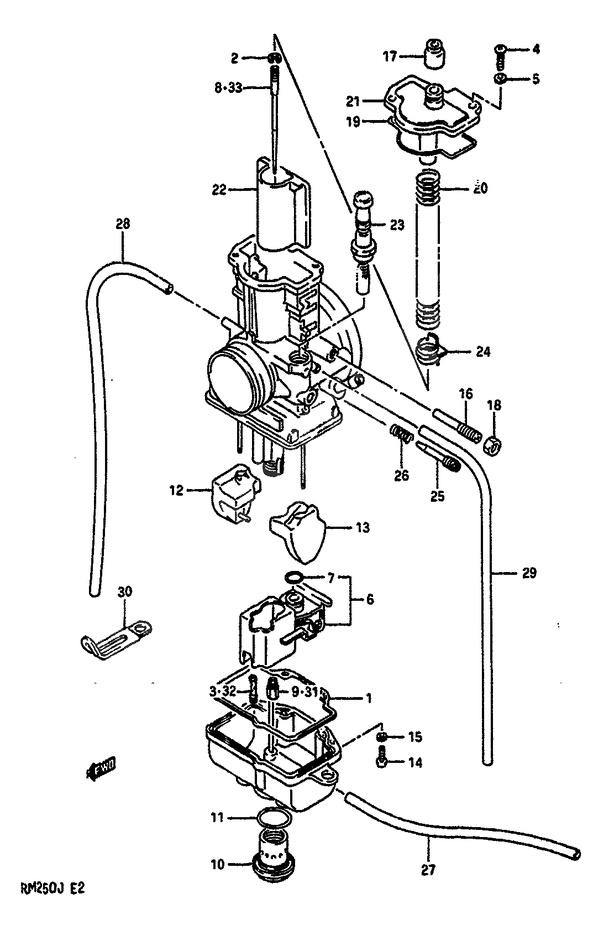 CARBURATEUR POUR SUZUKI RMRM250J 1988