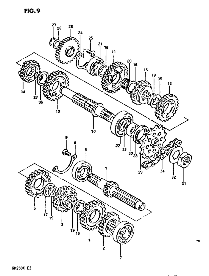 TRANSMISSION POUR RM 250RM250X 1981