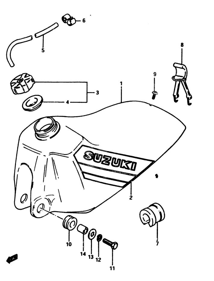 RESERVOIR DESSENCE POUR SUZUKI RMRM500F 1985