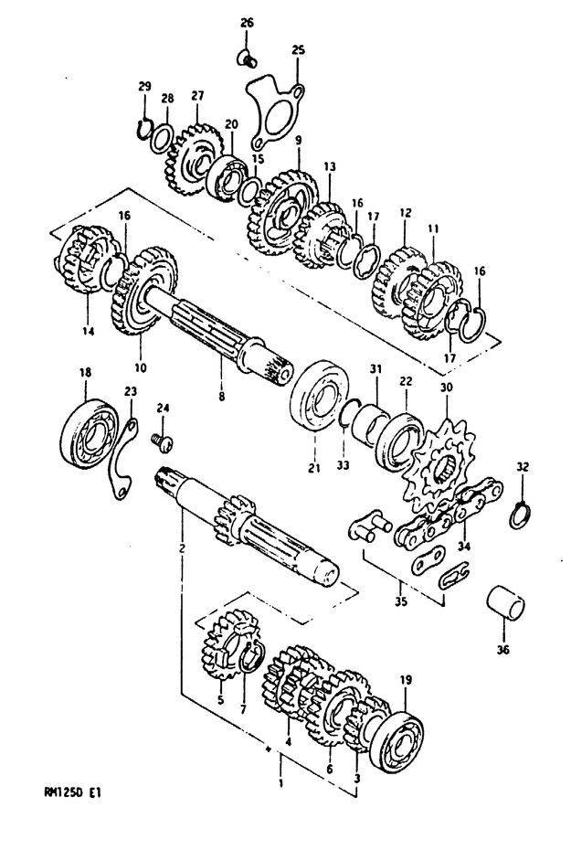 TRANSMISSION POUR RM 125RM125D 1983