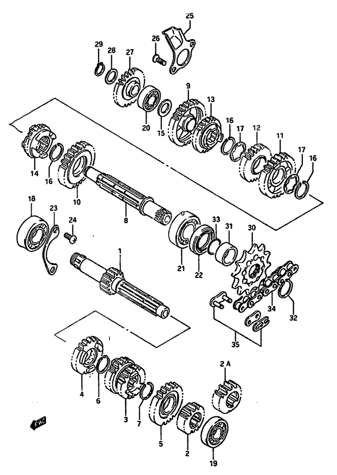 TRANSMISSION POUR RM 125RM125G 1986