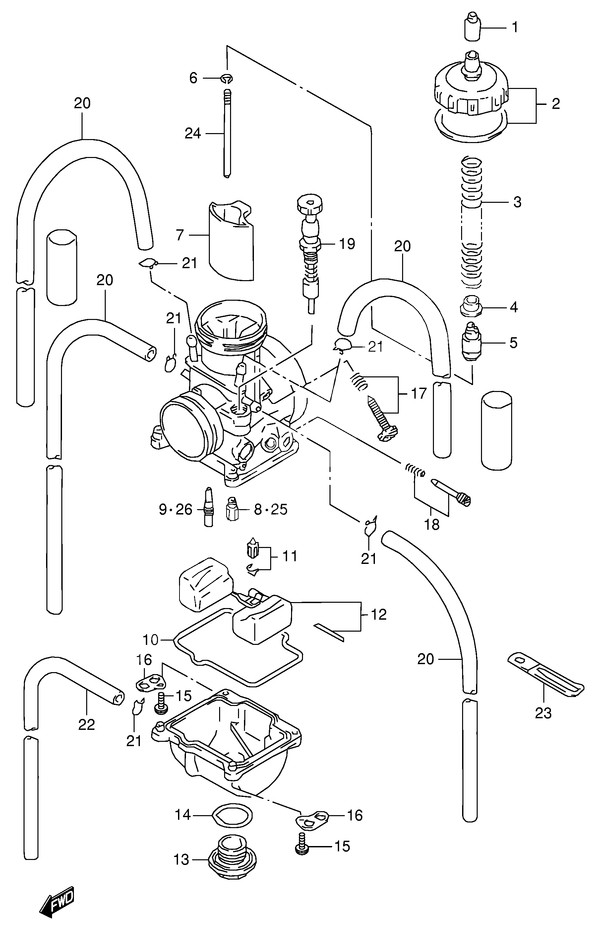CARBURATEUR POUR RM 125RM125T 1996