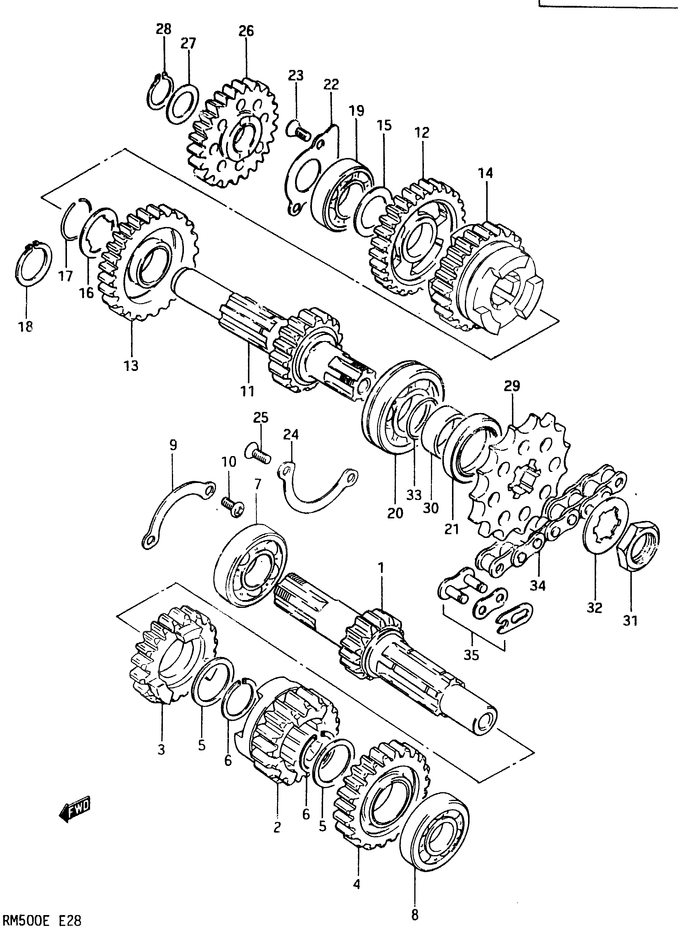 TRANSMISSION POUR SUZUKI RMRM500D 1983