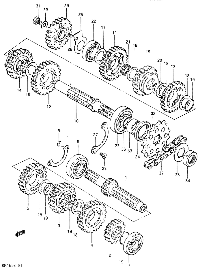 TRANSMISSION POUR SUZUKI RMRM465X 1981