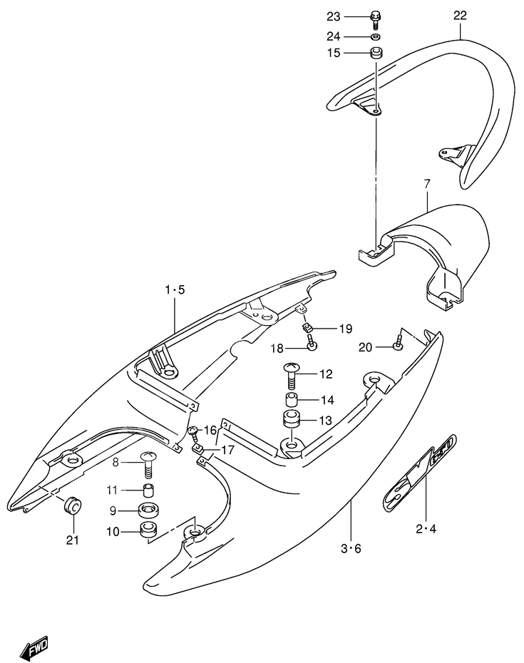 CARENAGE ARRIERE CAPOT DE SELLE POUR SV 650 S 25KWSV650SUX 1999