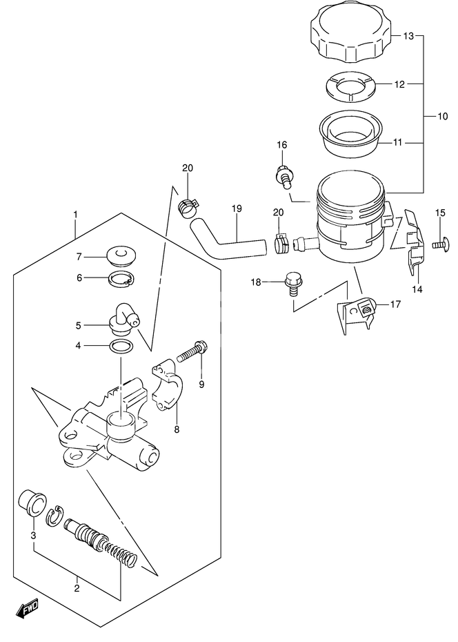 MAITRE CYLINDRE AVANT POUR SV 650 NSV650K1 2001