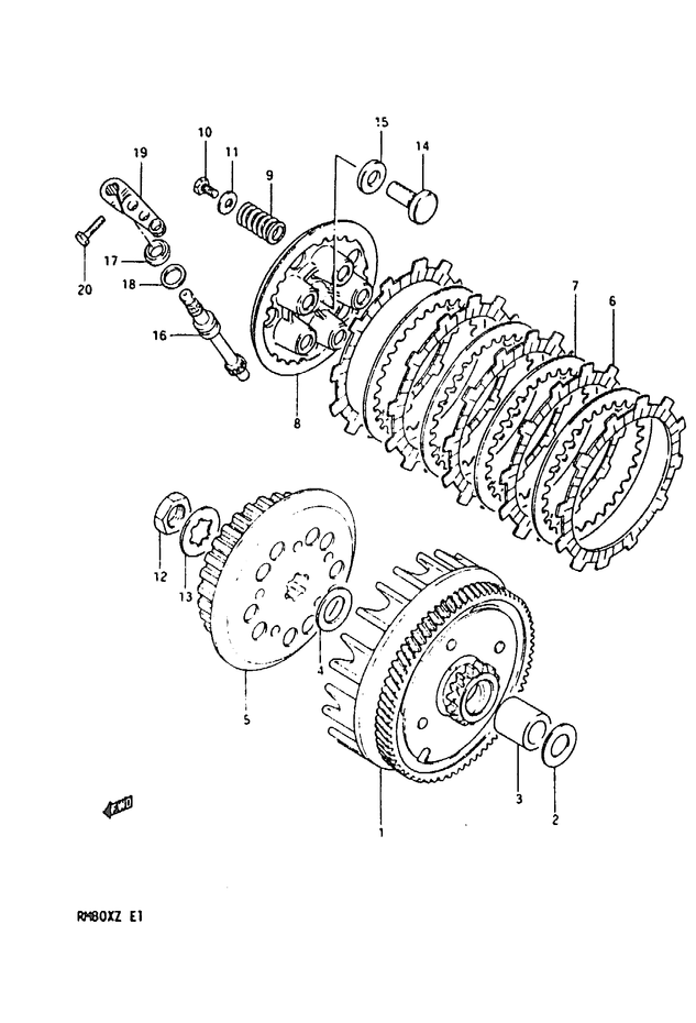 EMBRAYAGE POUR SUZUKI RMRM80XZ 1982