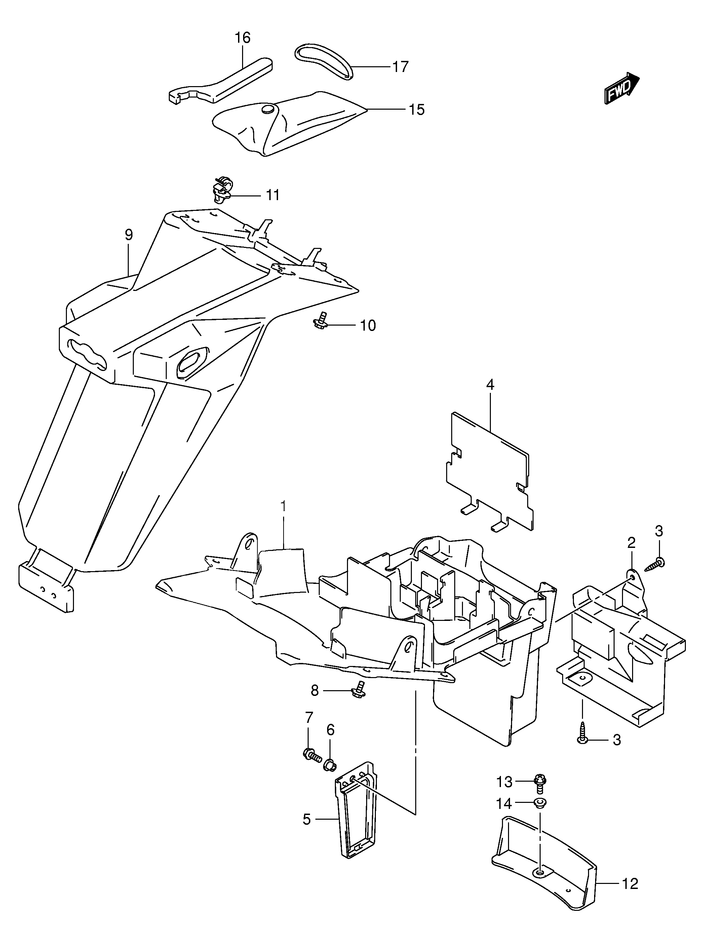 GARDE BOUE ARRIERE POUR SV 650 SSV650SK3 2003
