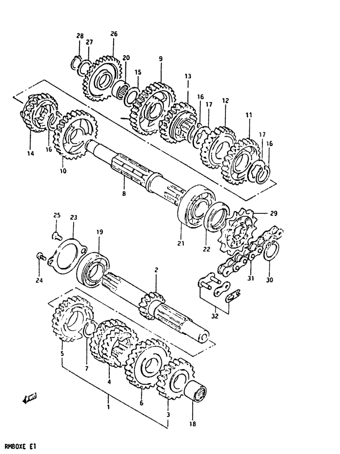 TRANSMISSION POUR SUZUKI RMRM80XD 1983