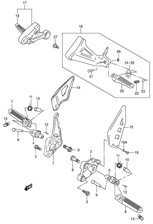 REPOSE PIEDS POUR SV 650 NSV650X 1999