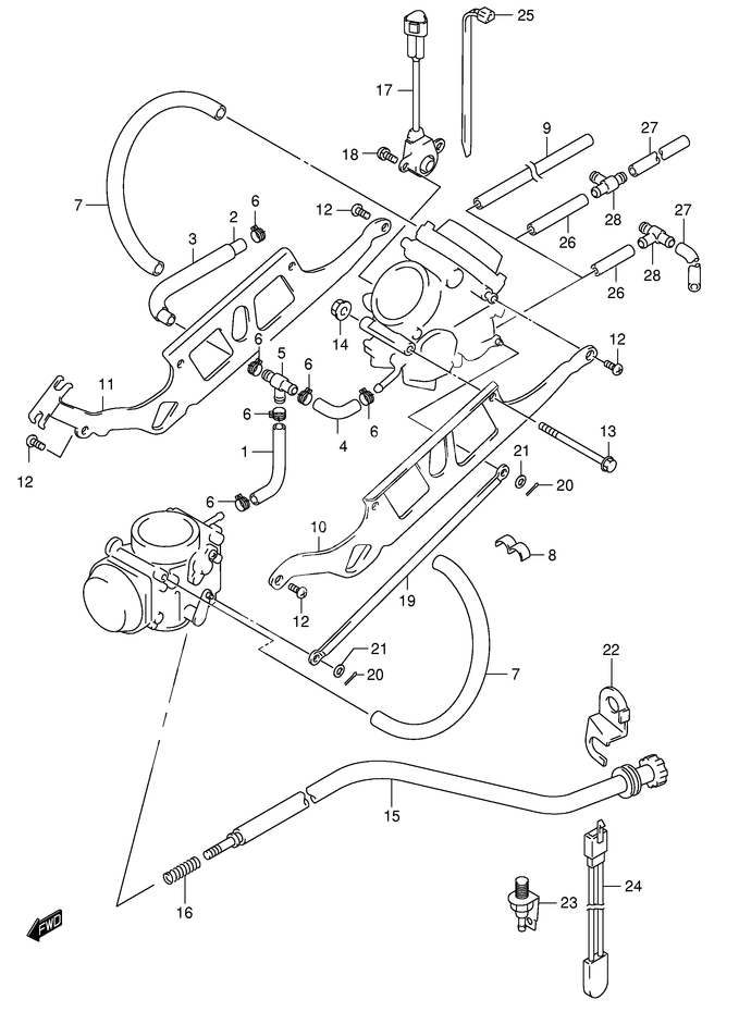 PIECES EXTERNES CARBURATEUR POUR SV 650 NSV650K2 2002