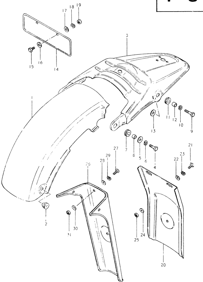 GARDE BOUE ARRIERE POUR SUZUKI SPSP400T 1996