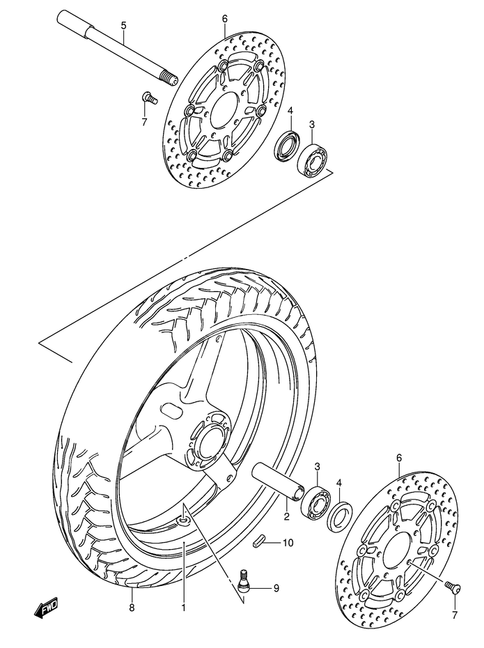 ROUE AVANT POUR SV 650 NSV650K5 2005