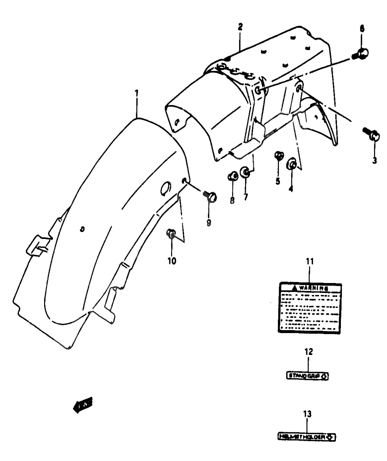 GARDE BOUE ARRIERE POUR SUZUKI AUTRES MODELESTV50R 1994