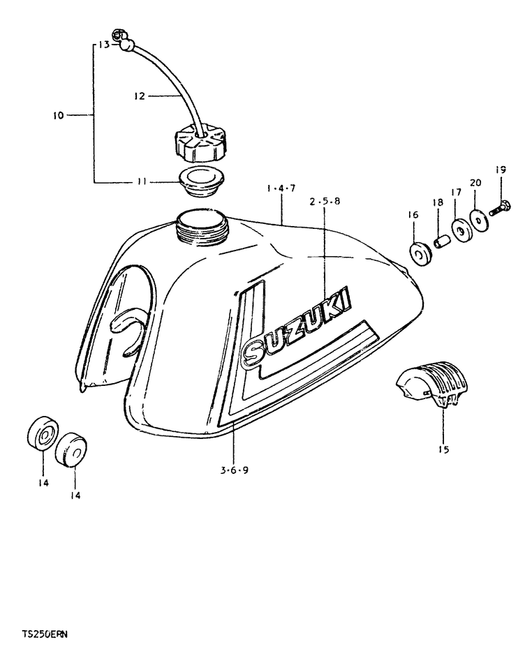 RESERVOIR DESSENCE POUR SUZUKI TS ERTS250ERN 1992