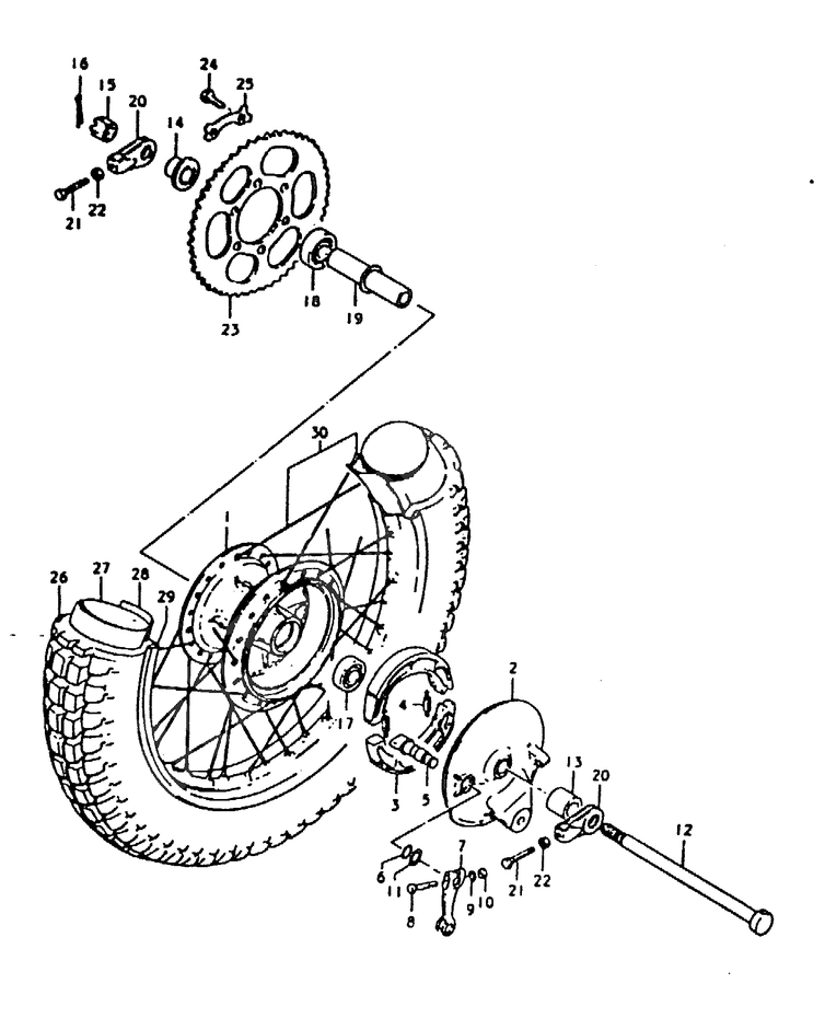 ROUE ARRIERE POUR SUZUKI TS ERTS125ERN 1992
