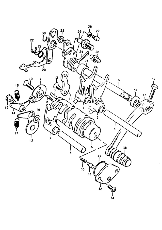 ENSEMBLE DE SELECTION DE VITESSES POUR SUZUKI TS ERTS50ERKDBD 1983