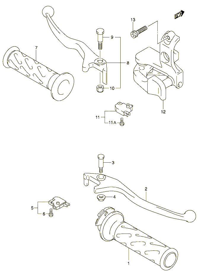 ENSEMBLE LEVIERS POIGNEES POUR SUZUKI BURGMAN 150 2003 POUR SUZUKI BURGMANUH150K2