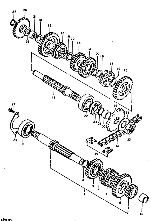 TRANSMISSION POUR SUZUKI TS ERTS125ERN 1992