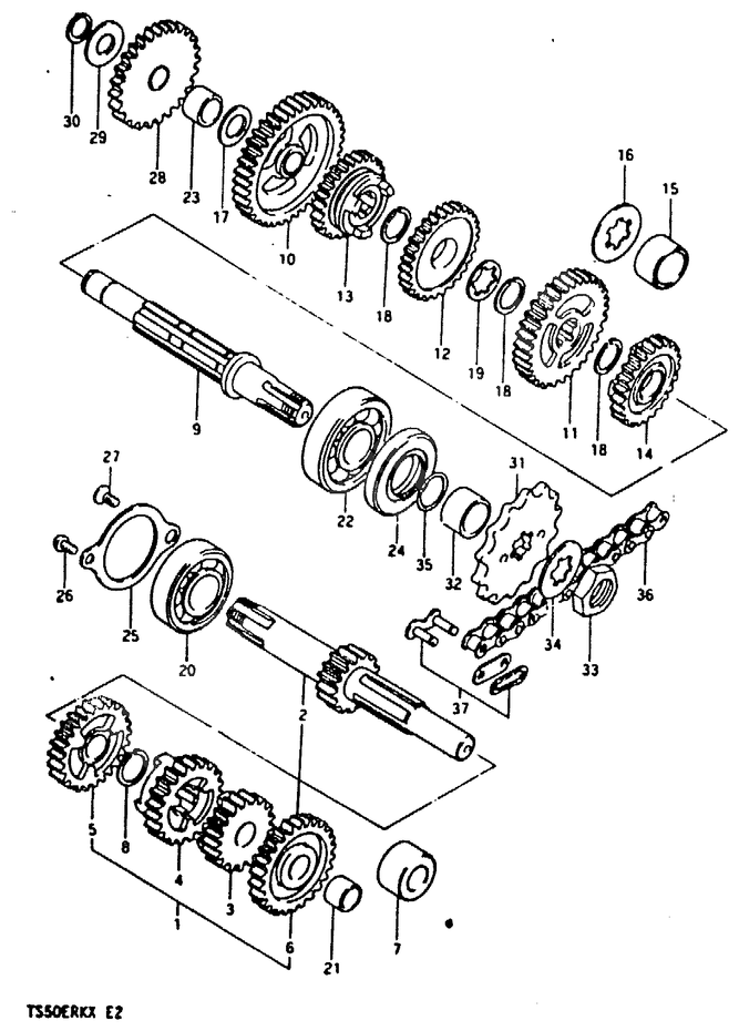 TRANSMISSION POUR SUZUKI TS ERTS50ERKDX 1981