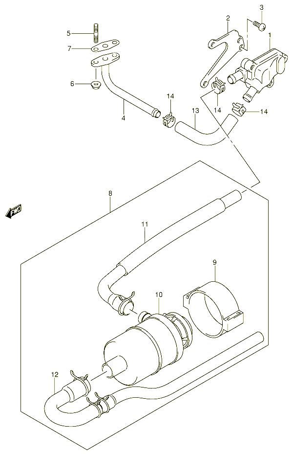 SYSTEME RECYCLAGE GAZ ECHAPPEMENT POUR SUZUKI UE 150 2001 POUR SUZUKI UEUE150CTK1