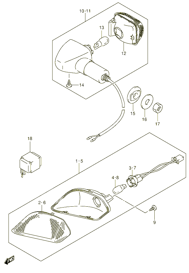 CLIGNOTANTS AVANT POUR SUZUKI UE 150 2001 POUR SUZUKI UEUE150CTK1