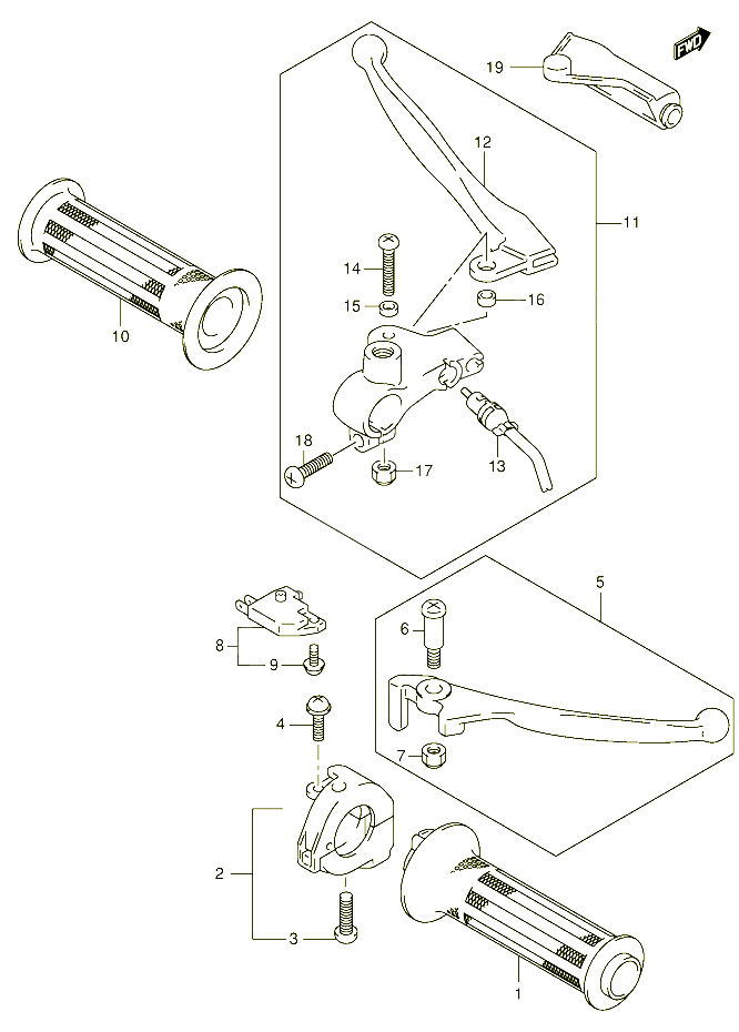 ENSEMBLE LEVIERS POIGNEES POUR SUZUKI UE 150 2001 POUR SUZUKI UEUE150CTK1