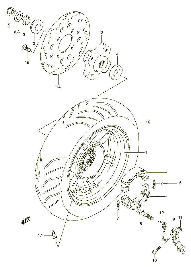 ROUE ARRIERE POUR SUZUKI BURGMAN 150 2003 POUR SUZUKI BURGMANUH150K2