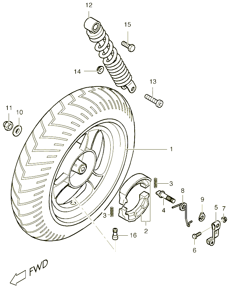 ROUE ARRIERE POUR SUZUKI ESTILETE 50 2000 POUR SUZUKI ESTILETEUF50K1 