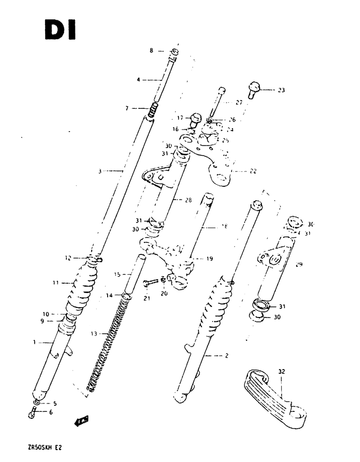 FOURCHE AVANT POUR SUZUKI ZRZR50SKE 1984