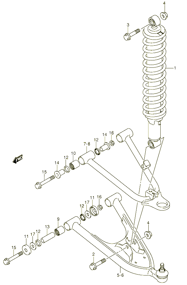 AMORTISSEUR TRIANGLES MODELE K4 POUR SUZUKI QUADSPORT 400 2006 POUR QUADSPORT Z400 LT Z400K5